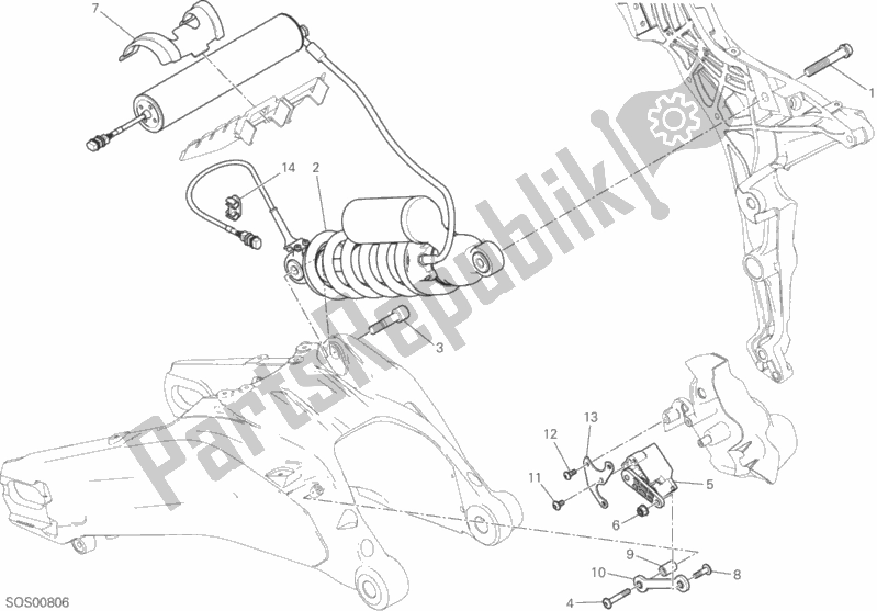 Toutes les pièces pour le Amortisseur Arrière du Ducati Multistrada 1260 Enduro Touring USA 2019